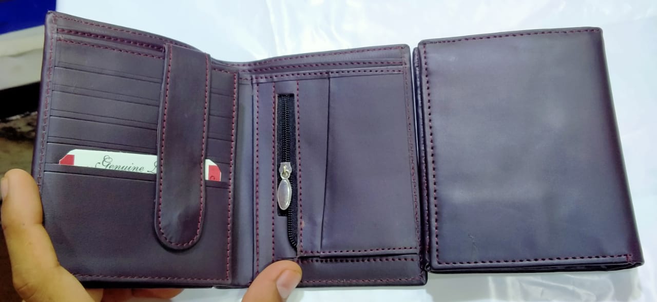 Premium Brown Tri-Fold Genuine Wallet